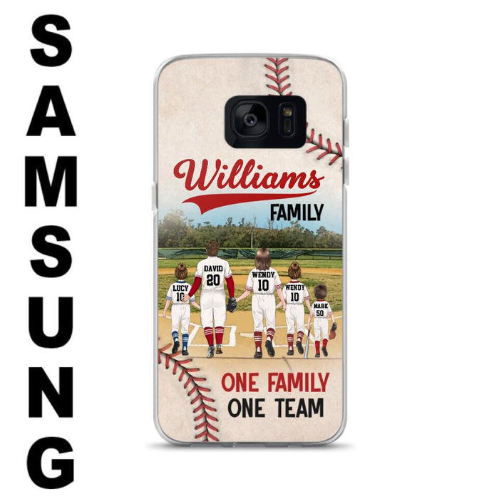 Custom Personalized Baseball Family Phone Case - Upto 3 Children - Gift Idea For Valentine's Day/Birthday/Anniversary/ Mother's Day Gift For Wife From Husband - One Family One Team - Case for iPhone/Samsung