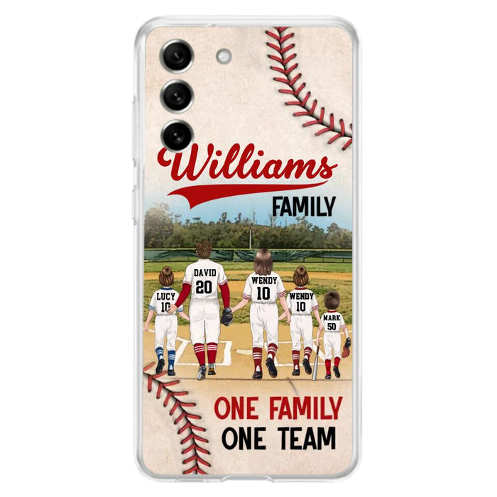 Custom Personalized Baseball Family Phone Case - Upto 3 Children - Gift Idea For Valentine's Day/Birthday/Anniversary/ Mother's Day Gift For Wife From Husband - One Family One Team - Case for iPhone/Samsung