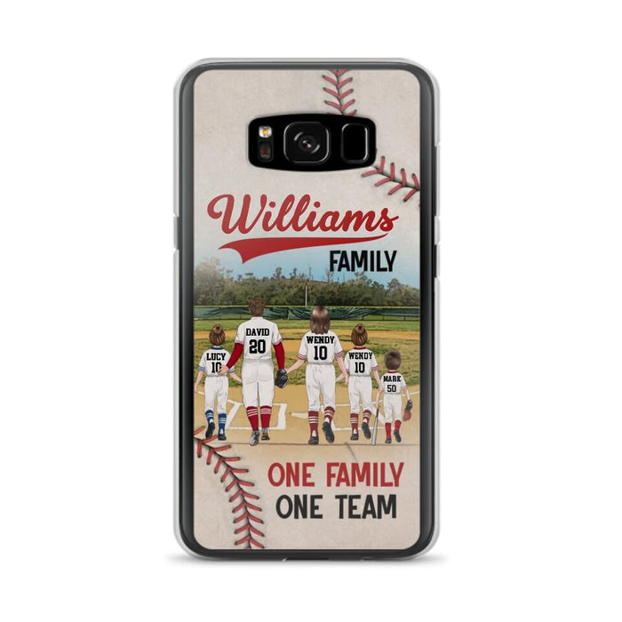 Custom Personalized Baseball Family Phone Case - Upto 3 Children - Gift Idea For Valentine's Day/Birthday/Anniversary/ Mother's Day Gift For Wife From Husband - One Family One Team - Case for iPhone/Samsung