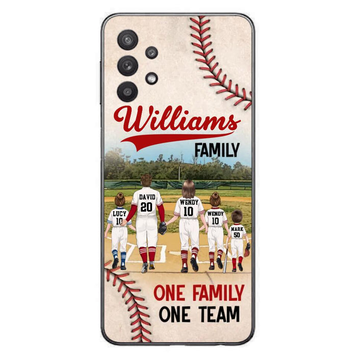 Custom Personalized Baseball Family Phone Case - Upto 3 Children - Gift Idea For Valentine's Day/Birthday/Anniversary/ Mother's Day Gift For Wife From Husband - One Family One Team - Case for iPhone/Samsung