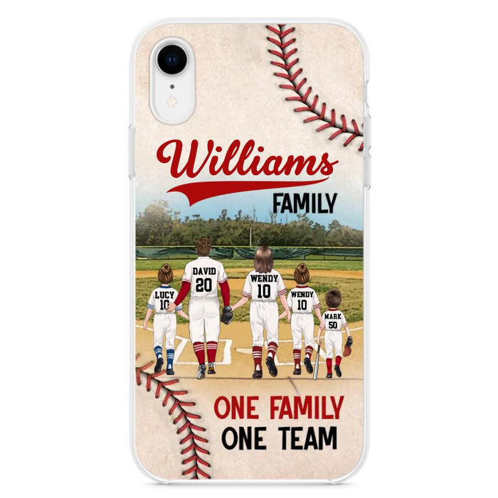 Custom Personalized Baseball Family Phone Case - Upto 3 Children - Gift Idea For Valentine's Day/Birthday/Anniversary/ Mother's Day Gift For Wife From Husband - One Family One Team - Case for iPhone/Samsung