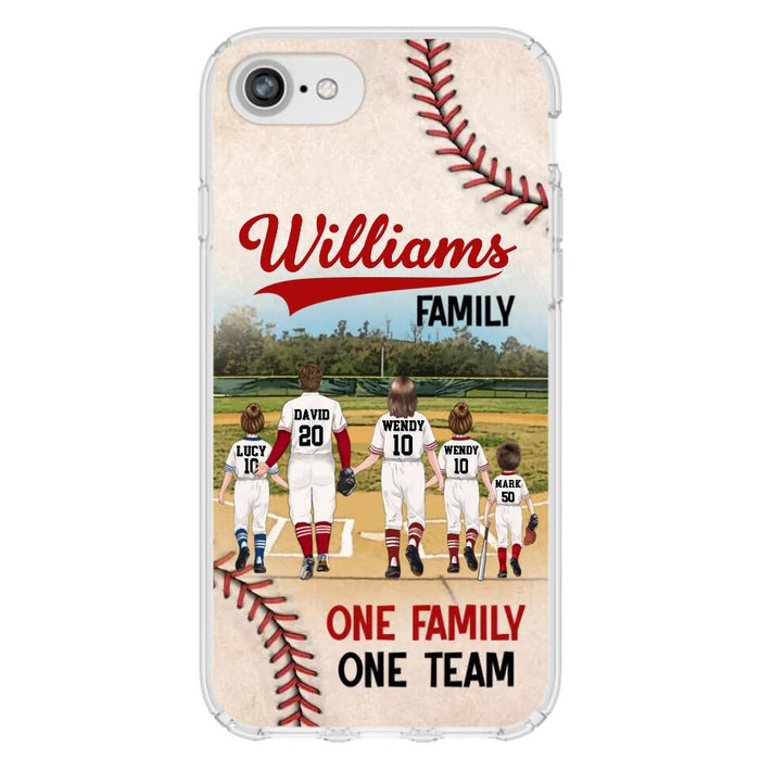 Custom Personalized Baseball Family Phone Case - Upto 3 Children - Gift Idea For Valentine's Day/Birthday/Anniversary/ Mother's Day Gift For Wife From Husband - One Family One Team - Case for iPhone/Samsung