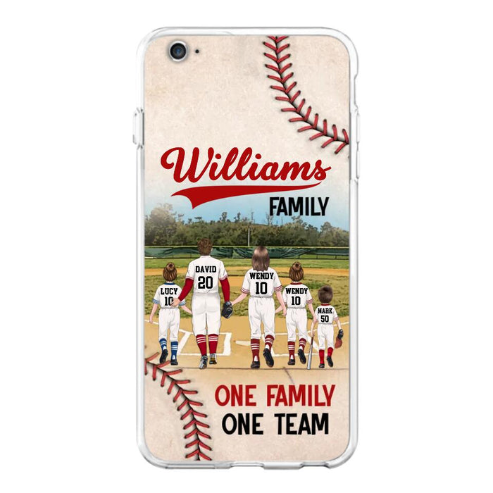 Custom Personalized Baseball Family Phone Case - Upto 3 Children - Gift Idea For Valentine's Day/Birthday/Anniversary/ Mother's Day Gift For Wife From Husband - One Family One Team - Case for iPhone/Samsung