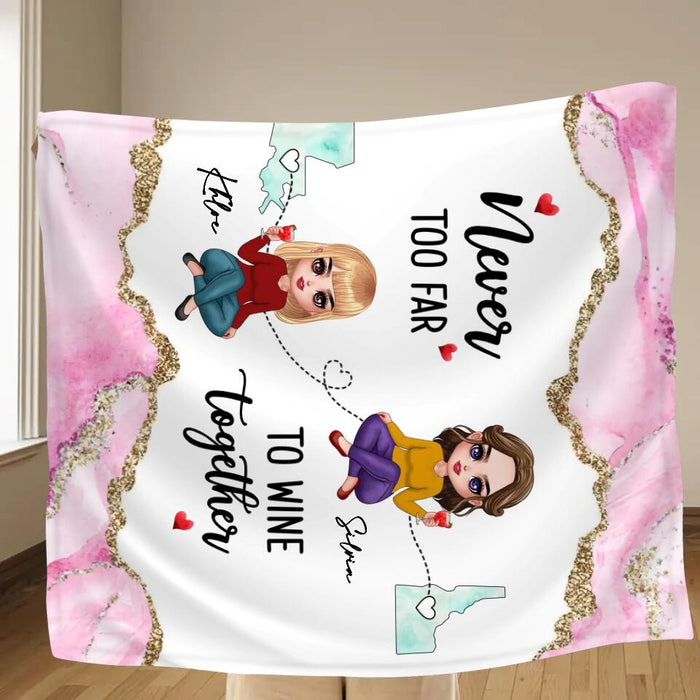 Custom Personalized Long Distance Besties Quilt/Fleece Blanket - Gift For Best Friends