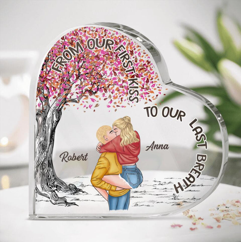 Personalized Couple Acrylic Plaque - Gift For Him & Her - Mother's Day Gift For Wife From Husband - From Our First Kiss Till Our Last Breath