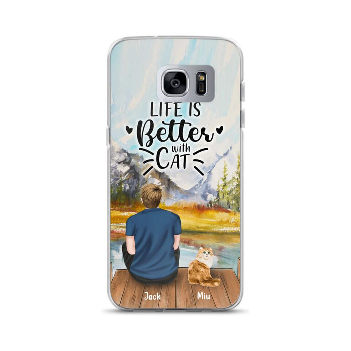 Custom Personalized Cat Dad Phone Case - Gifts For Cat Lovers With Upto 4 Cats - Best Cat Dad Ever - Case For iPhone, Samsung And Xiaomi