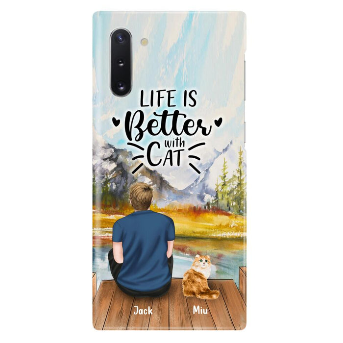 Custom Personalized Cat Dad Phone Case - Gifts For Cat Lovers With Upto 4 Cats - Best Cat Dad Ever - Case For iPhone, Samsung And Xiaomi