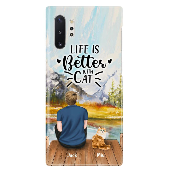 Custom Personalized Cat Dad Phone Case - Gifts For Cat Lovers With Upto 4 Cats - Best Cat Dad Ever - Case For iPhone, Samsung And Xiaomi