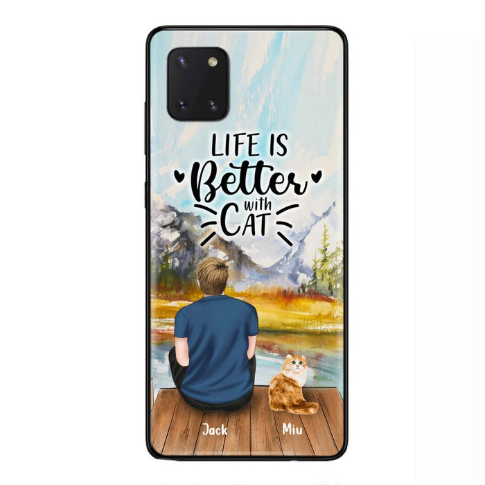 Custom Personalized Cat Dad Phone Case - Gifts For Cat Lovers With Upto 4 Cats - Best Cat Dad Ever - Case For iPhone, Samsung And Xiaomi