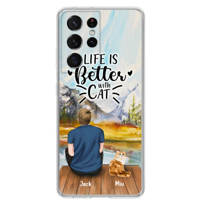 Custom Personalized Cat Dad Phone Case - Gifts For Cat Lovers With Upto 4 Cats - Best Cat Dad Ever - Case For iPhone, Samsung And Xiaomi