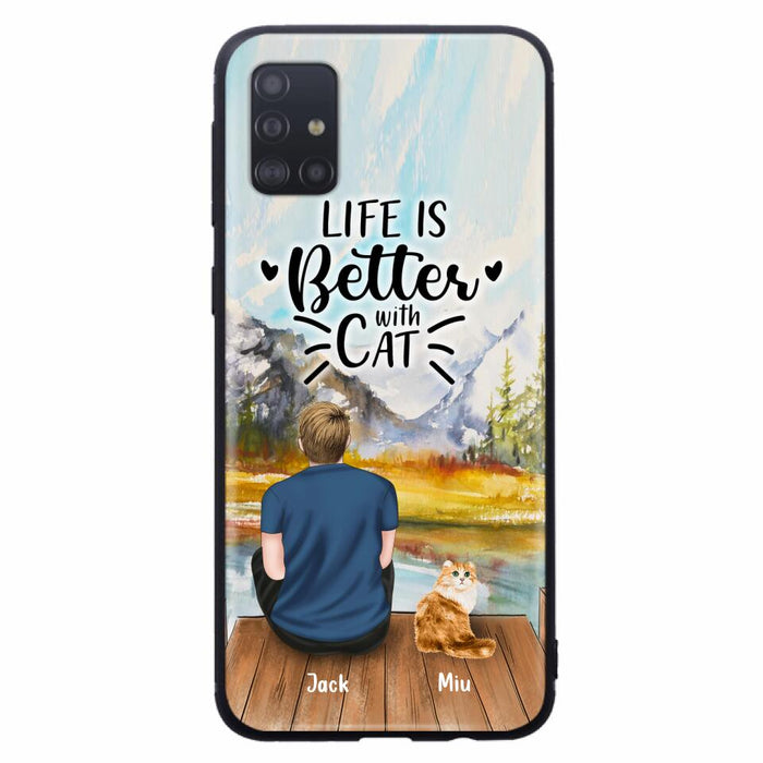 Custom Personalized Cat Dad Phone Case - Gifts For Cat Lovers With Upto 4 Cats - Best Cat Dad Ever - Case For iPhone, Samsung And Xiaomi