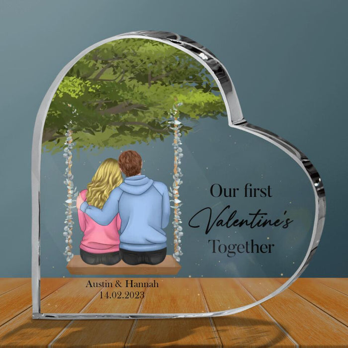 Custom Personalized Couple Crystal Heart - Gift Idea For Couple/ Valentine's Day/ Gift For Her/Him - Our First Valentine's Together