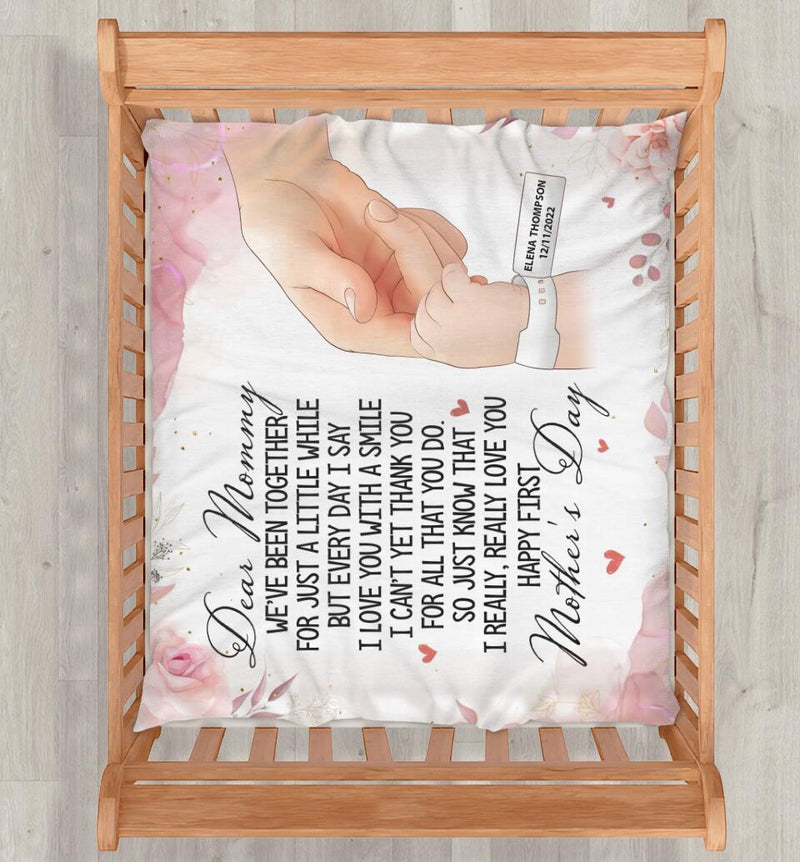 Personalized Dear Mommy Fleece Throw Blanket - Gift Idea For Mom/Mother's Day - I Love You With A Smile Happy First Mother's Day