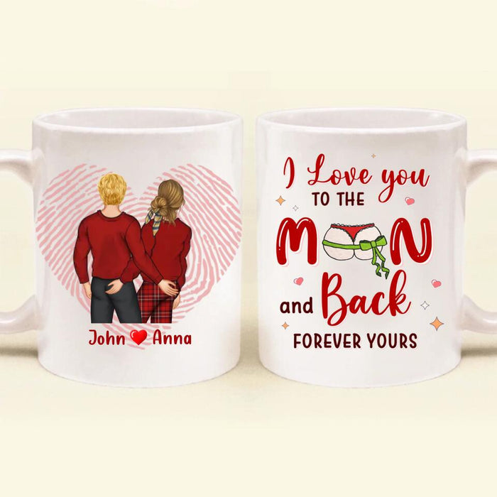 Custom Personalized Naughty Couple Coffee Mug - Mother's Day Gift For Wife From Husband - I Love You To The Moon And Back