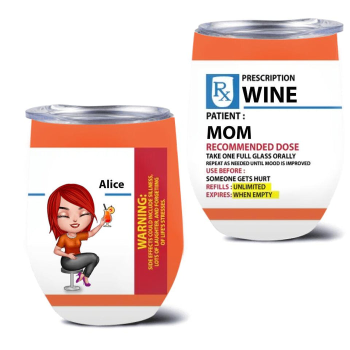 Drinking Mom - Personalized Wine Tumbler - Prescription Wine Labels