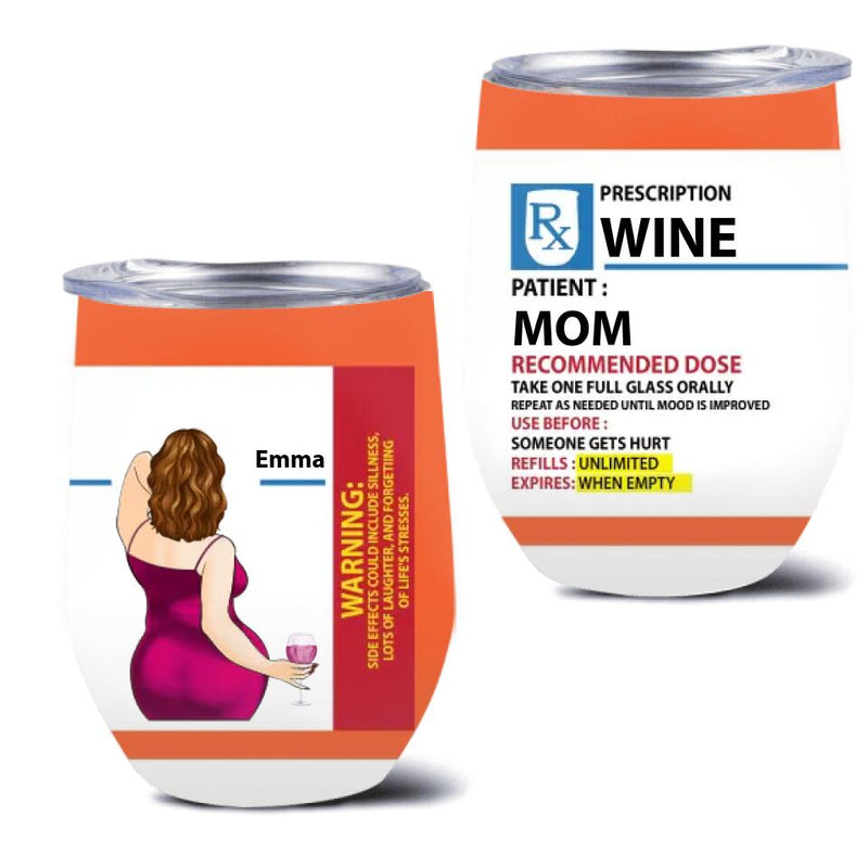 Custom Drinking Mom - Personalized Mom Wine Tumbler - Prescription Wine Labels