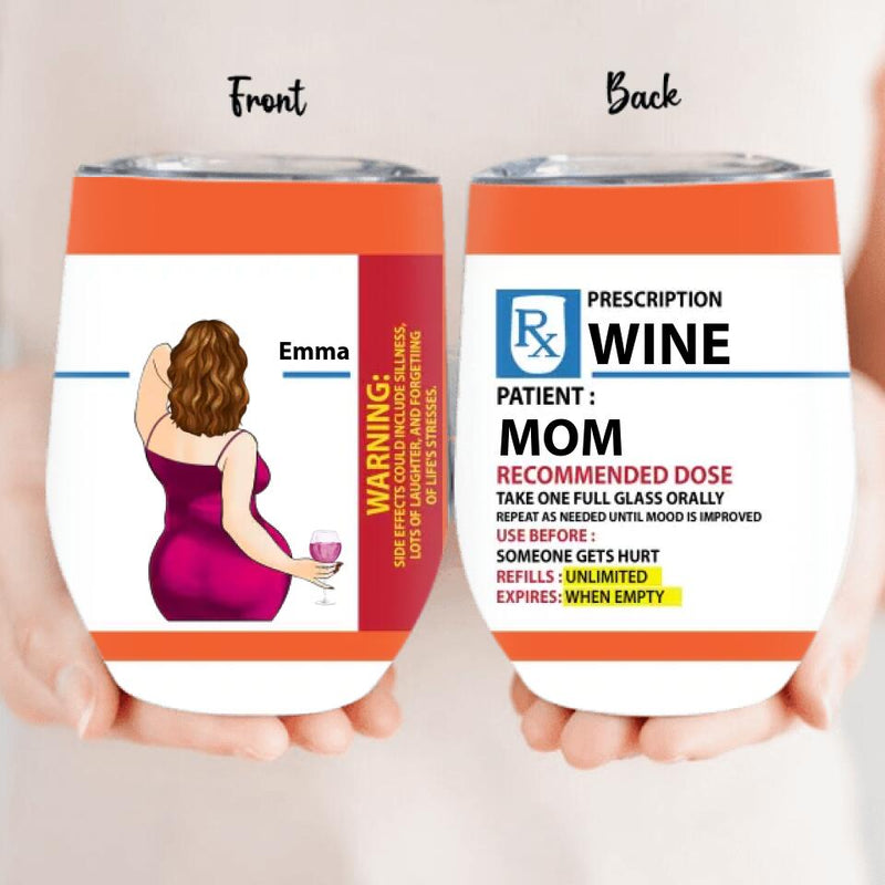 Custom Drinking Mom - Personalized Mom Wine Tumbler - Prescription Wine Labels