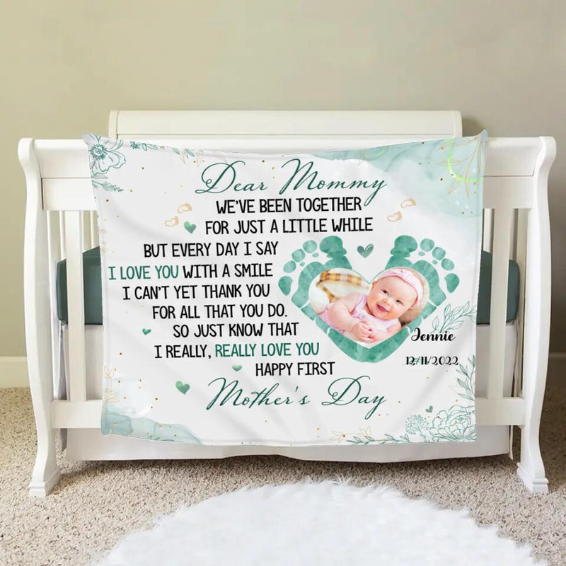 Personalized Baby Photo Fleece Throw Blanket - Gift Idea For Baby/Mother's Day - Dear Mommy