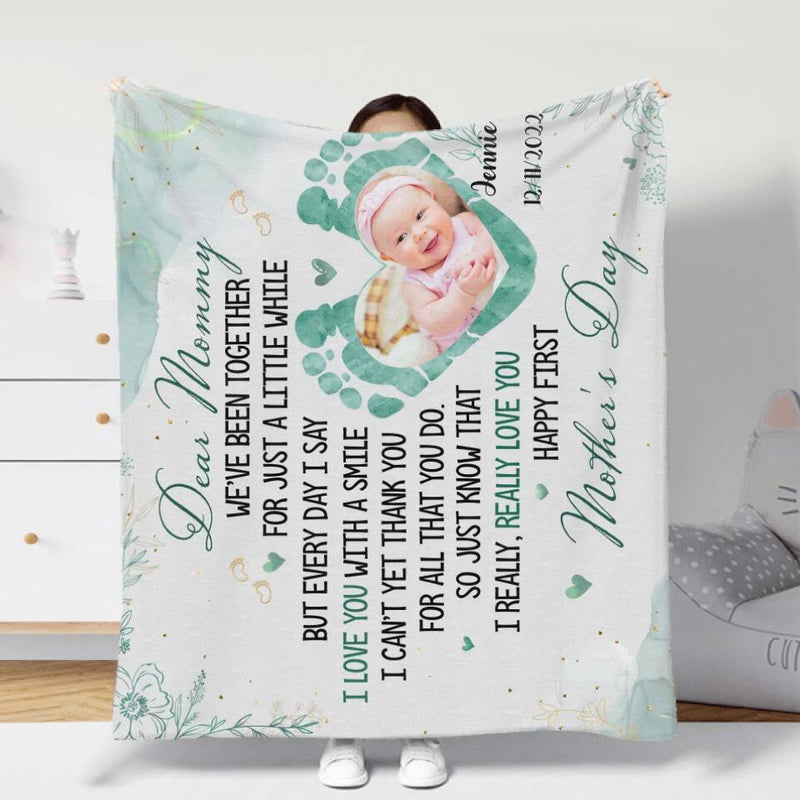 Personalized Baby Photo Fleece Throw Blanket - Gift Idea For Baby/Mother's Day - Dear Mommy