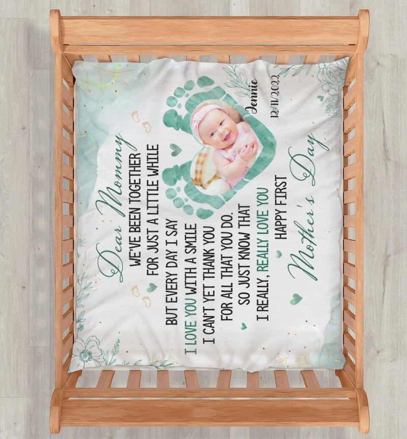 Personalized Baby Photo Fleece Throw Blanket - Gift Idea For Baby/Mother's Day - Dear Mommy