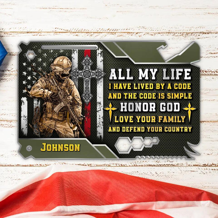 Custom Personalized Veteran Wallet Aluminium Card - Veteran's Day/Birthday Gift Idea - All My Life I Have Lived By A Simple Code Honor God Love Your Family And Defend Your Country