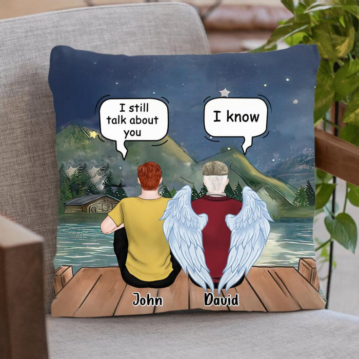 Custom Personalized Memorial Family Pillow Cover - Memorial Gift For Family Members - I Still Talk About You