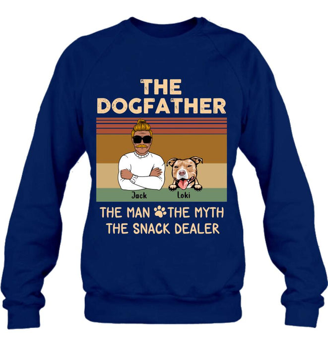 Custom Personalized Pet Dad T-shirt/ Long Sleeve/ Sweatshirt/ Hoodie - Upto 4 Pets - Gift Idea For Dog/Cat Lover - Fur Dad The Man The Myth The Snack Dealer