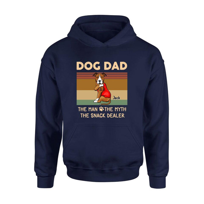 Personalized Pet Dad T-shirt/Long Sleeve/Sweatshirt/Hoodie - Up to 4 Pets - Gift Idea For Dog/Cat Lover - Dog Dad The Man The Myth The Snack Dealer