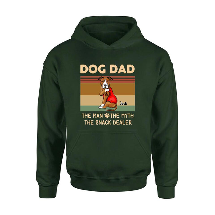 Personalized Pet Dad T-shirt/Long Sleeve/Sweatshirt/Hoodie - Up to 4 Pets - Gift Idea For Dog/Cat Lover - Dog Dad The Man The Myth The Snack Dealer