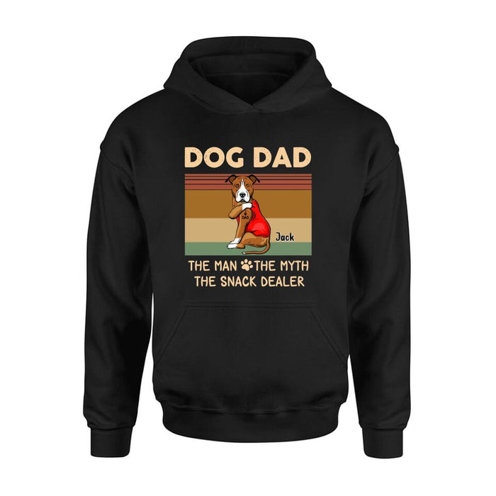 Custom Personalized Pet Dad T-shirt/ Long Sleeve/ Sweatshirt/ Hoodie - Upto 4 Pets - Gift Idea For Dog/Cat Lover - Dog Dad The Man The Myth The Snack Dealer