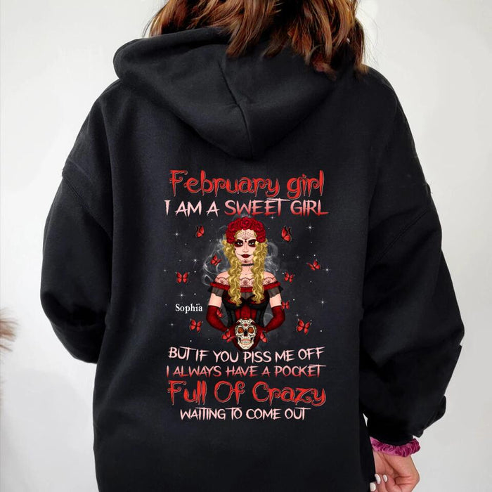 Custom Personalized Skull Girl T-shirt/ Long Sleeve/ Sweatshirt/ Hoodie - Birthday Gift Idea For Skull Lover - I Am A Sweet Girl