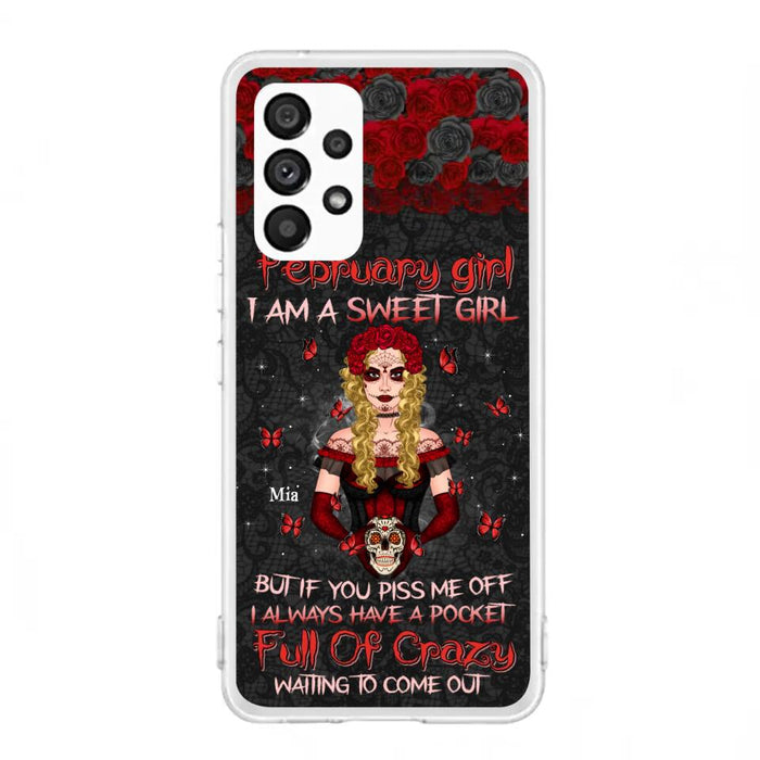 Custom Personalized Skull Girl Phone Case - Birthday Gift Idea For Skull Lover - I Am A Sweet Girl - Case For iPhone And Samsung