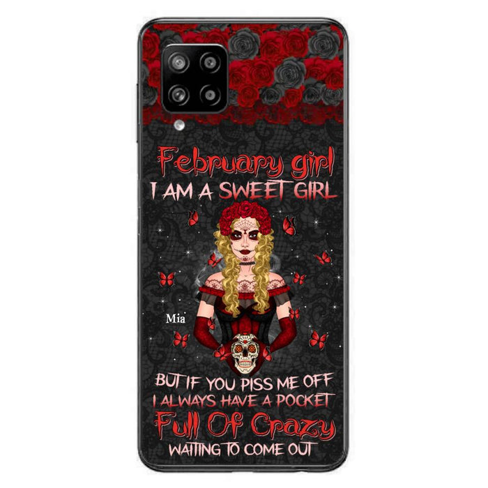 Custom Personalized Skull Girl Phone Case - Birthday Gift Idea For Skull Lover - I Am A Sweet Girl - Case For iPhone And Samsung