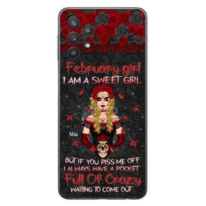 Custom Personalized Skull Girl Phone Case - Birthday Gift Idea For Skull Lover - I Am A Sweet Girl - Case For iPhone And Samsung