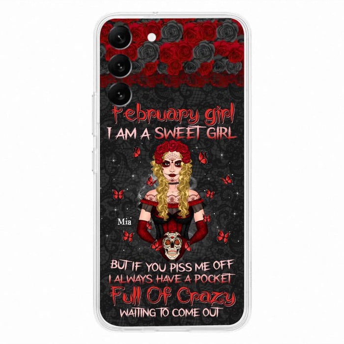 Custom Personalized Skull Girl Phone Case - Birthday Gift Idea For Skull Lover - I Am A Sweet Girl - Case For iPhone And Samsung