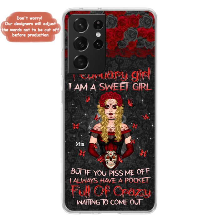 Custom Personalized Skull Girl Phone Case - Birthday Gift Idea For Skull Lover - I Am A Sweet Girl - Case For iPhone And Samsung