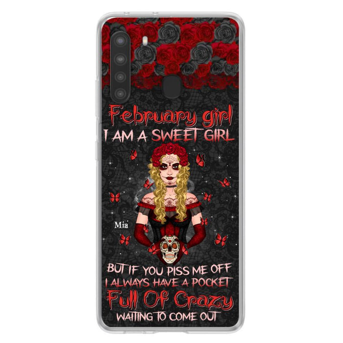 Custom Personalized Skull Girl Phone Case - Birthday Gift Idea For Skull Lover - I Am A Sweet Girl - Case For iPhone And Samsung