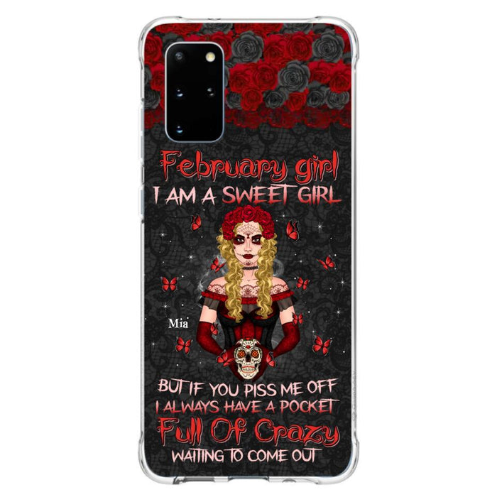 Custom Personalized Skull Girl Phone Case - Birthday Gift Idea For Skull Lover - I Am A Sweet Girl - Case For iPhone And Samsung