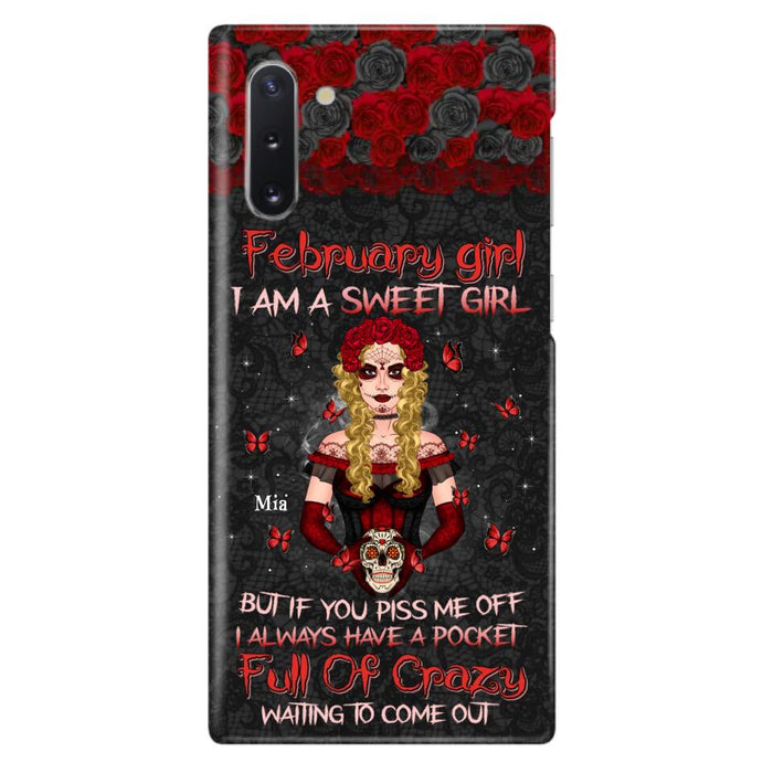 Custom Personalized Skull Girl Phone Case - Birthday Gift Idea For Skull Lover - I Am A Sweet Girl - Case For iPhone And Samsung