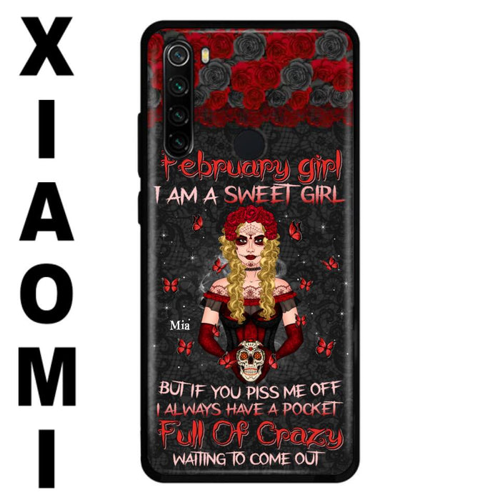 Custom Personalized Skull Girl Phone Case - Birthday Gift Idea For Skull Lover - I Am A Sweet Girl - Case For Xiaomi, Oppo And Huawei