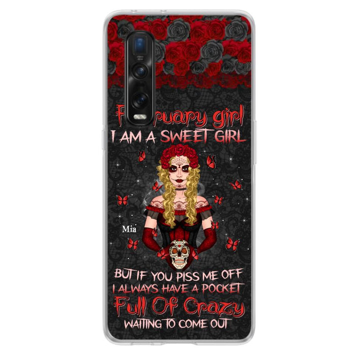 Custom Personalized Skull Girl Phone Case - Birthday Gift Idea For Skull Lover - I Am A Sweet Girl - Case For Xiaomi, Oppo And Huawei