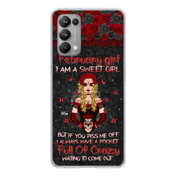 Custom Personalized Skull Girl Phone Case - Birthday Gift Idea For Skull Lover - I Am A Sweet Girl - Case For Xiaomi, Oppo And Huawei