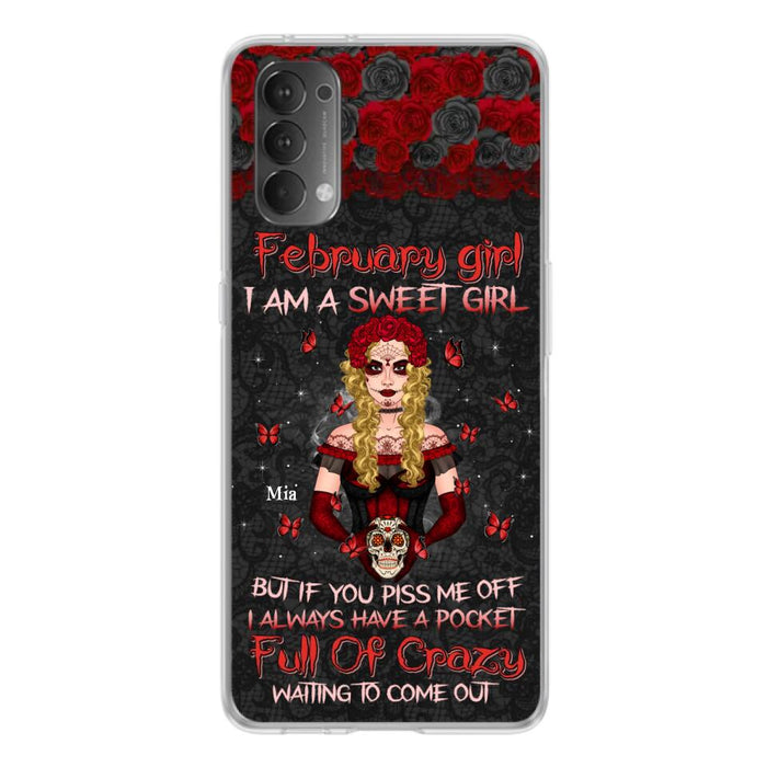 Custom Personalized Skull Girl Phone Case - Birthday Gift Idea For Skull Lover - I Am A Sweet Girl - Case For Xiaomi, Oppo And Huawei