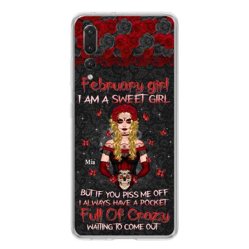 Custom Personalized Skull Girl Phone Case - Birthday Gift Idea For Skull Lover - I Am A Sweet Girl - Case For Xiaomi, Oppo And Huawei