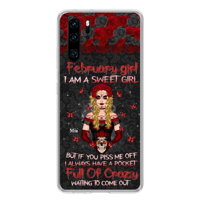 Custom Personalized Skull Girl Phone Case - Birthday Gift Idea For Skull Lover - I Am A Sweet Girl - Case For Xiaomi, Oppo And Huawei