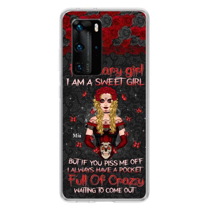 Custom Personalized Skull Girl Phone Case - Birthday Gift Idea For Skull Lover - I Am A Sweet Girl - Case For Xiaomi, Oppo And Huawei