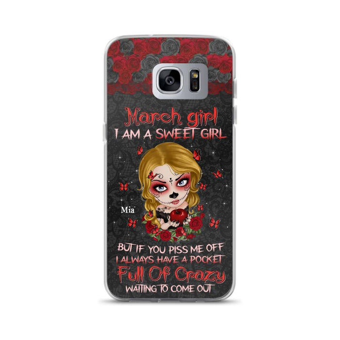 Custom Personalized Sweet Skull Girl Phone Case - Birthday Gift Idea For Girl/ Skull Lover - I Am A Sweet Girl - Case For iPhone And Samsung