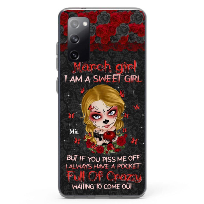 Custom Personalized Sweet Skull Girl Phone Case - Birthday Gift Idea For Girl/ Skull Lover - I Am A Sweet Girl - Case For iPhone And Samsung