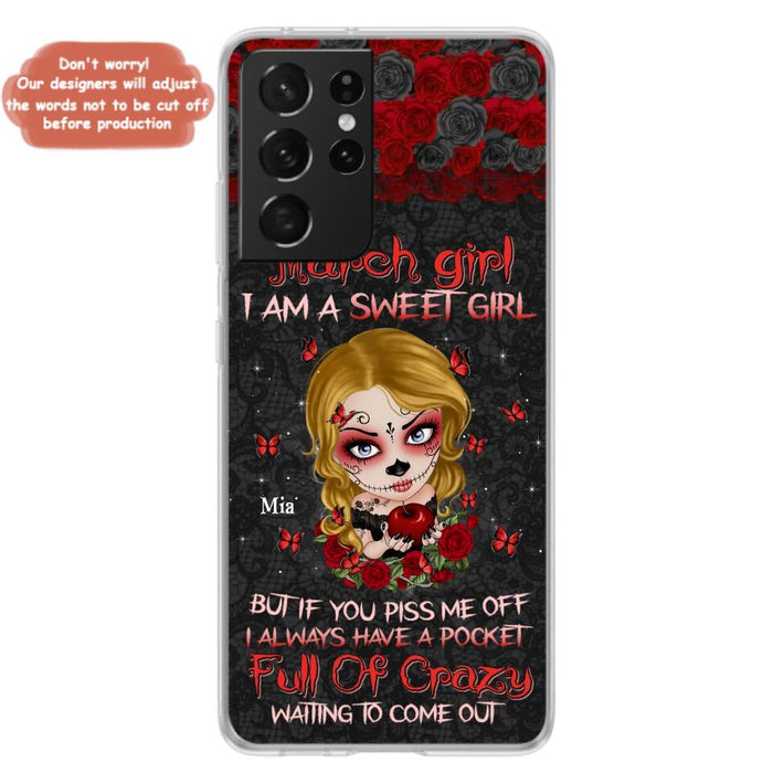 Custom Personalized Sweet Skull Girl Phone Case - Birthday Gift Idea For Girl/ Skull Lover - I Am A Sweet Girl - Case For iPhone And Samsung