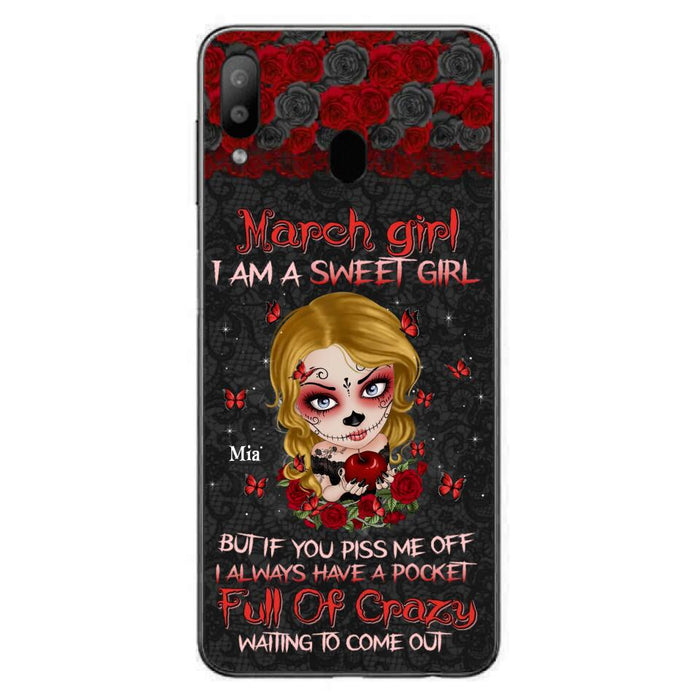 Custom Personalized Sweet Skull Girl Phone Case - Birthday Gift Idea For Girl/ Skull Lover - I Am A Sweet Girl - Case For iPhone And Samsung